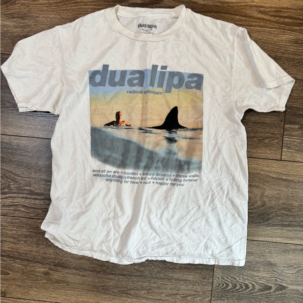 Dua Lipa Radical Optimism Shark Graphic T-Shirt Women's XS White